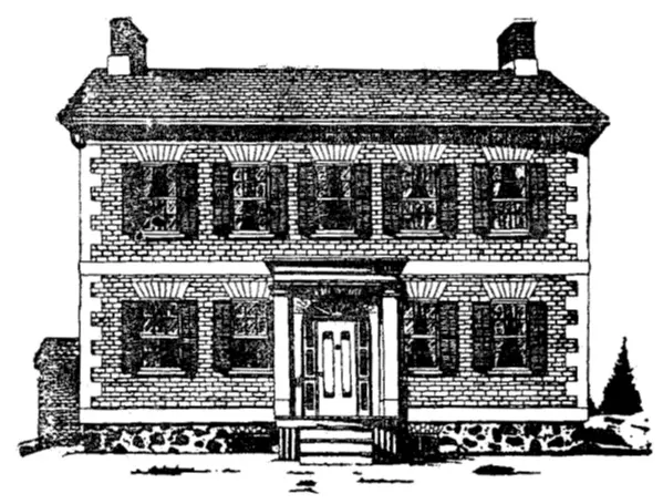 Drawing of a brick house